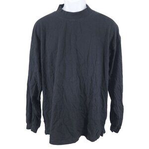 Men's Vintage Gulf Traders Black Mock Neck Long Sleeve T-Shirt XL 100% Cotton To